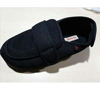 Nwarmsouth Wide Fit Fully Washable Slipper,Old man's foot swelling men's shoes, opening adjustment diabetic shoes-UK11_2 black,Slippers Extra Wide Cozy Non-Skid