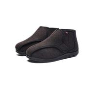 Nwarmsouth Wide Fit Fully Washable Slipper,Plus velvet non-slip foot shoes, adjustable diabetic shoes-UK6_brown,Slippers Extra Wide Cozy Non-Skid