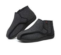 Nwarmsouth Wide Fit Memory Foam Diabetic Slippers,Diabetic elderly shoes, swollen feet adjustable slippers-UK9_black,Unisex Adults Health Shoe