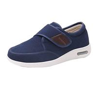 Nwarmsouth Wide Fitting Slippers,Loose foot fat diabetic shoes, adjustable shoes for the elderly-UK11_深蓝,Slippers for Swollen Feet Edema
