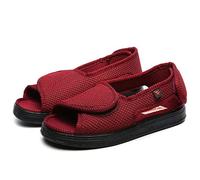 Nwarmsouth Wide Fitting Slippers,Swollen feet deformed breathable shoes, diabetes rehabilitation shoes-UK7_ wine red,Slippers for Swollen Feet Edema