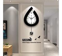 Nwcl Large Wood Modern Decorative Pendulum Wall Clock - Stylish Quartz Silent Fashion Clock for Home Living Room Office Bedrooms Kitchen (12x22inch)
