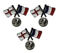 NWFlags England & France Pin Badge | Friendship Flag | Small Lapel Badge | Metal and Enamel (3 Pack)