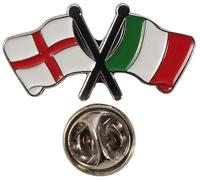NWFlags England & Italy Pin Badge | Friendship Flag | Small Lapel Badge | Metal and Enamel Lapel pin badge accesory ideal for business meetings | With butterfly Clasp | Size : 30mm x 18mm
