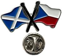 NWFlags Scotland & Czech Republic Pin Badge | Friendship Flag | Small Lapel Badge | Metal and Enamel Lapel pin badge accesory ideal for business meetings | With butterfly Clasp | Size : 30mm x 18mm