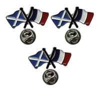 NWFlags Scotland & France Pin Badge | Friendship Flag | Small Lapel Badge | Metal and Enamel (3 Pack)