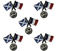 NWFlags Scotland & France Pin Badge | Friendship Flag | Small Lapel Badge | Metal and Enamel (5 Pack)