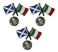 NWFlags Scotland & Italy Pin Badge | Friendship Flag | Small Lapel Badge | Metal and Enamel (3 Pack)