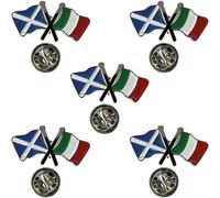 NWFlags Scotland & Italy Pin Badge | Friendship Flag | Small Lapel Badge | Metal and Enamel (5 Pack)