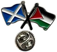 NWFlags Scotland & Palestine Pin Badge | Friendship Flag | Small Lapel Badge | Metal and Enamel Lapel pin badge accesory ideal for business meetings | With butterfly Clasp | Size : 30mm x 18mm