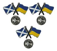 NWFlags Scotland & Ukraine Pin Badge | Friendship Flag | Small Lapel Badge | Metal and Enamel (3 Pack)
