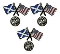 NWFlags Scotland & USA Pin Badge | Friendship Flag | Small Lapel Badge | Metal and Enamel (3 Pack)