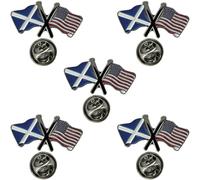 NWFlags Scotland & USA Pin Badge | Friendship Flag | Small Lapel Badge | Metal and Enamel (5 Pack)