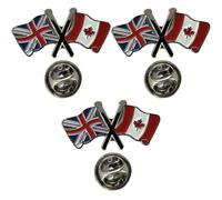 NWFlags Union Jack & Canada Pin Badge | Friendship Flag | Small Lapel Badge | Metal and Enamel (3 Pack)