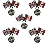 NWFlags Union Jack & Canada Pin Badge | Friendship Flag | Small Lapel Badge | Metal and Enamel (5 Pack)