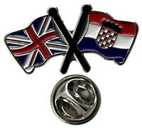 NWFlags Union Jack & Croatia Pin Badge | Friendship Flag | Small Lapel Badge | Metal and Enamel Lapel pin badge accesory ideal for business meetings | With butterfly Clasp | Size : 30mm x 18mm