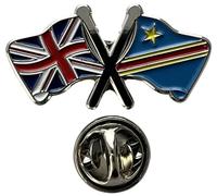 NWFlags Union Jack & DR Congo Pin Badge | Friendship Flag | Small Lapel Badge | Metal and Enamel Lapel pin badge accesory ideal for business meetings | With butterfly Clasp | Size : 30mm x 18mm
