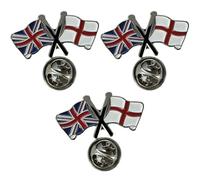 NWFlags Union Jack & England Pin Badge | Friendship Flag | Small Lapel Badge | Metal and Enamel (3 Pack)