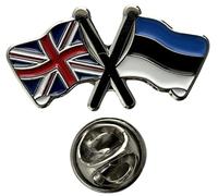 NWFlags Union Jack & Estonia Pin Badge | Friendship Flag | Small Lapel Badge | Metal and Enamel