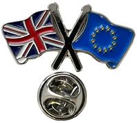 NWFlags Union Jack & EU Pin Badge | Friendship Flag | Small Lapel Badge | Metal and Enamel Lapel pin badge accesory ideal for business meetings | With butterfly Clasp | Size : 30mm x 18mm