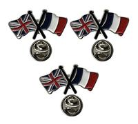 NWFlags Union Jack & France Pin Badge | Friendship Flag | Small Lapel Badge | Metal and Enamel (3 Pack)
