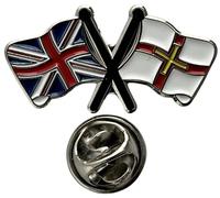 NWFlags Union Jack & Guernsey Pin Badge | Guernsey Friendship Flag | Small Lapel Badge | Metal and Enamel