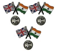 NWFlags Union Jack & India Pin Badge | Friendship Flag | Small Lapel Badge | Metal and Enamel (3 Pack)
