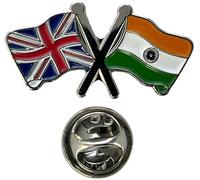 NWFlags Union Jack & India Pin Badge | Friendship Flag | Small Lapel Badge | Metal and Enamel Lapel pin badge accesory ideal for business meetings | With butterfly Clasp | Size : 30mm x 18mm