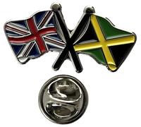 NWFlags Union Jack & Jamaica Pin Badge | Friendship Flag | Small Lapel Badge | Metal and Enamel Lapel pin badge accesory ideal for business meetings | With butterfly Clasp | Size : 30mm x 18mm