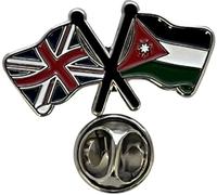NWFlags Union Jack & Jordan Pin Badge | Friendship Flag | Small Lapel Badge | Metal and Enamel Lapel pin badge accesory ideal for business meetings | With butterfly Clasp | Size : 30mm x 18mm