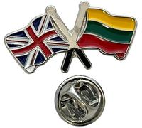 NWFlags Union Jack & Lithuania Pin Badge | Friendship Flag | Small Lapel Badge | Metal and Enamel