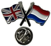 NWFlags Union Jack & Netherlands Pin Badge | Friendship Flag | Small Lapel Badge | Metal and Enamel Lapel pin badge accesory ideal for business meetings | With butterfly Clasp | Size : 30mm x 18mm
