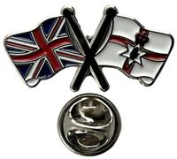 NWFlags Union Jack & Northern Ireland Pin Badge | Friendship Flag | Small Lapel Badge | Metal and Enamel