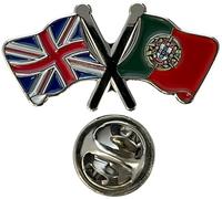 NWFlags Union Jack & Portugal Pin Badge | Friendship Flag | Small Lapel Badge | Metal and Enamel Lapel pin badge accesory ideal for business meetings | With butterfly Clasp | Size : 30mm x 18mm