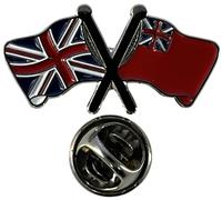 NWFlags Union Jack & Red Ensign Pin Badge | Merchant Navy Friendship Flag | Small Lapel Badge | Metal and Enamel Lapel pin badge accesory | With butterfly Clasp | Size : 30mm x 18mm