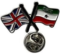NWFlags Union Jack & Somaliland Pin Badge | Friendship Flag | Small Lapel Badge | Metal and Enamel Lapel pin badge accesory ideal for business meetings | With butterfly Clasp | Size : 30mm x 18mm