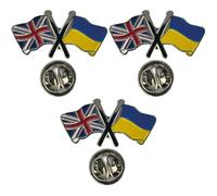 NWFlags Union Jack & Ukraine Pin Badge | Friendship Flag | Small Lapel Badge | Metal and Enamel (3 Pack)