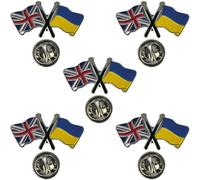 NWFlags Union Jack & Ukraine Pin Badge | Friendship Flag | Small Lapel Badge | Metal and Enamel (5 Pack)