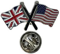 NWFlags Union Jack & USA Pin Badge | Friendship Flag | Small Lapel Badge | Metal and Enamel
