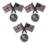 NWFlags Union Jack & USA Pin Badge | Friendship Flag | Small Lapel Badge | Metal and Enamel (3 Pack)