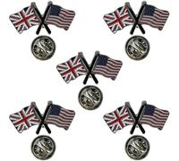 NWFlags Union Jack & USA Pin Badge | Friendship Flag | Small Lapel Badge | Metal and Enamel (5 Pack)