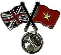 NWFlags Union Jack & Vietnam Pin Badge | Friendship Flag | Small Lapel Badge | Metal and Enamel Lapel pin badge accesory ideal for business meetings | With butterfly Clasp | Size : 30mm x 18mm