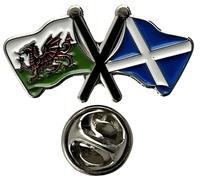 NWFlags Wales & Scotland Pin Badge | Friendship Flag | Small Lapel Badge | Metal and Enamel Lapel pin badge accesory ideal for business meetings | With butterfly Clasp | Size : 30mm x 18mm