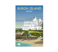 NWGACS Burgh Island Devon Vintage Travel Canvas Poster Wall Art Decor Print Picture Paintings for Living Room Bedroom Decoration Unframe-style 16x24inch(40x60cm)