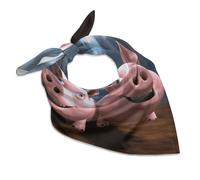 NWGHM Bandana for Women Men Funny 3D Piggies Handkerchief Lightweight Neckerchief Breathable Printed Scarves Soft Hair Scarf Women's Headbands Fashion Head Wrap 25x25 Inch, White, 25x25 inches