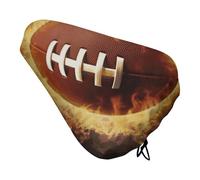NWGHM Bike Seat Cover Flaming American Football Bike Saddle Cover Comfortable Exercise Bike Seat Cushion Waterproof Bicycle Seat Cover with Drawstring Bike Seat Rain Cover for Men Women