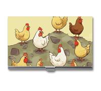 NWGHM Business Card Holder for Men Women A Brood of Chickens Business Card Case Pocket Card Holders Name Card Holder Slim Metal Business Card Organizer Business Card Carrier, silver, 3.7x2.2x0.3