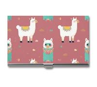 NWGHM Business Card Holder for Men Women Cute Llama Pattern Business Card Case Pocket Card Holders Name Card Holder Slim Metal Business Card Organizer Business Card Carrier, silver, 3.7x2.2x0.3 Inches