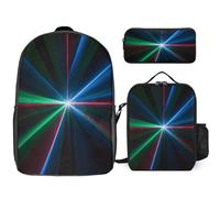 NWGHM Laser Lights Backpack Set with Lunch Box Pencil Case Travel Laptop Backpack Casual Daypack for Men Women, White, One Size, Daypack Backpacks