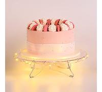 NWK 12inch Clear Cake Stand Dessert Plate with String Lights Fit for 6 inch, 8 inch, 10 inch,12 inch Cakes for Wedding Birthday Party